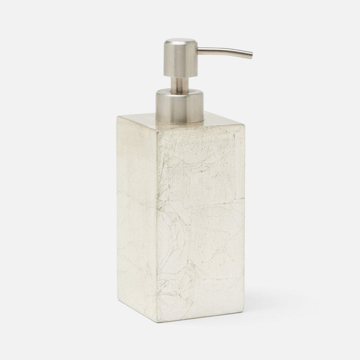 Davos, Champagne Gold, Soap Pump, Square Straight, Silver Leaf