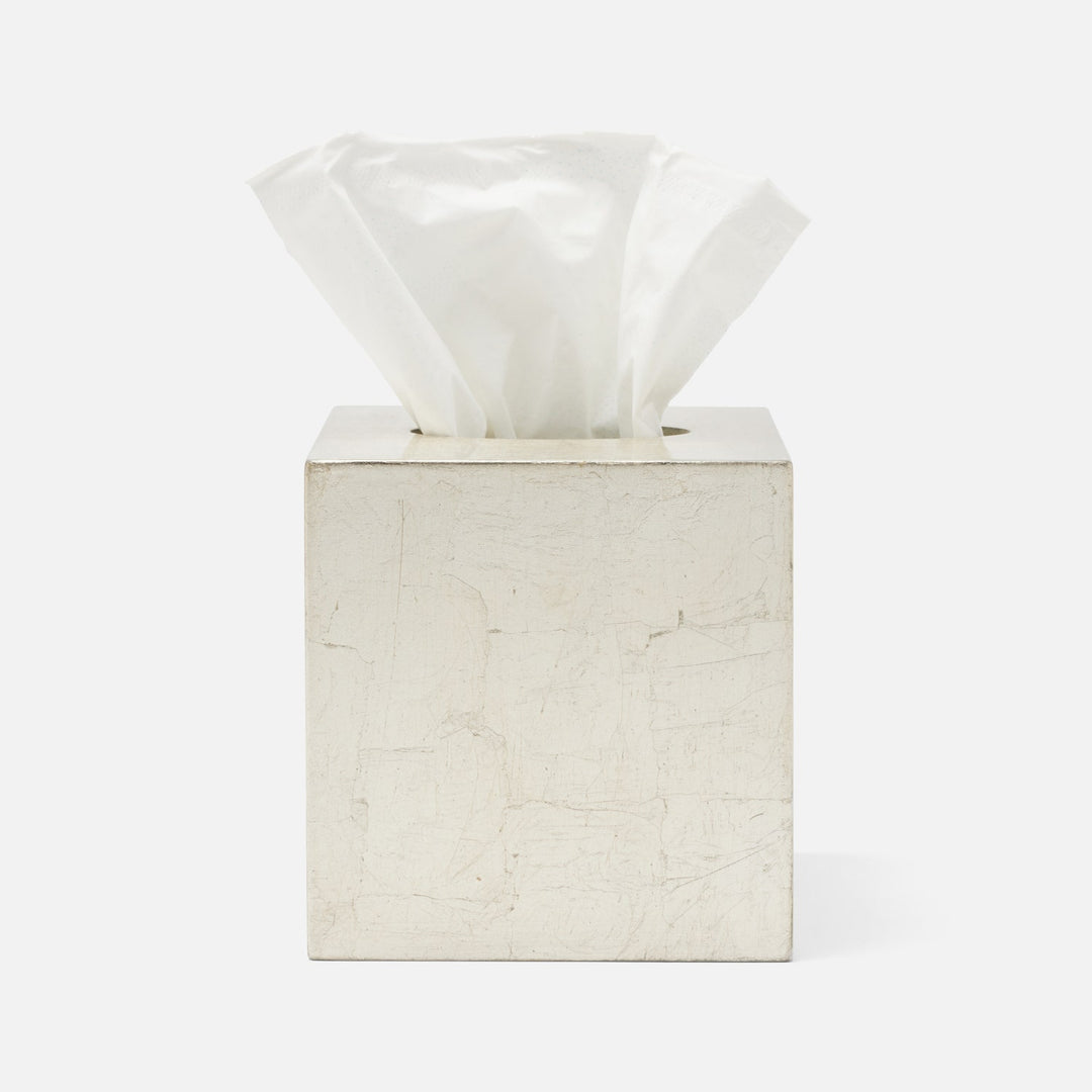 Davos, Champagne Gold, Tissue Box, Square Straight, Silver Leaf