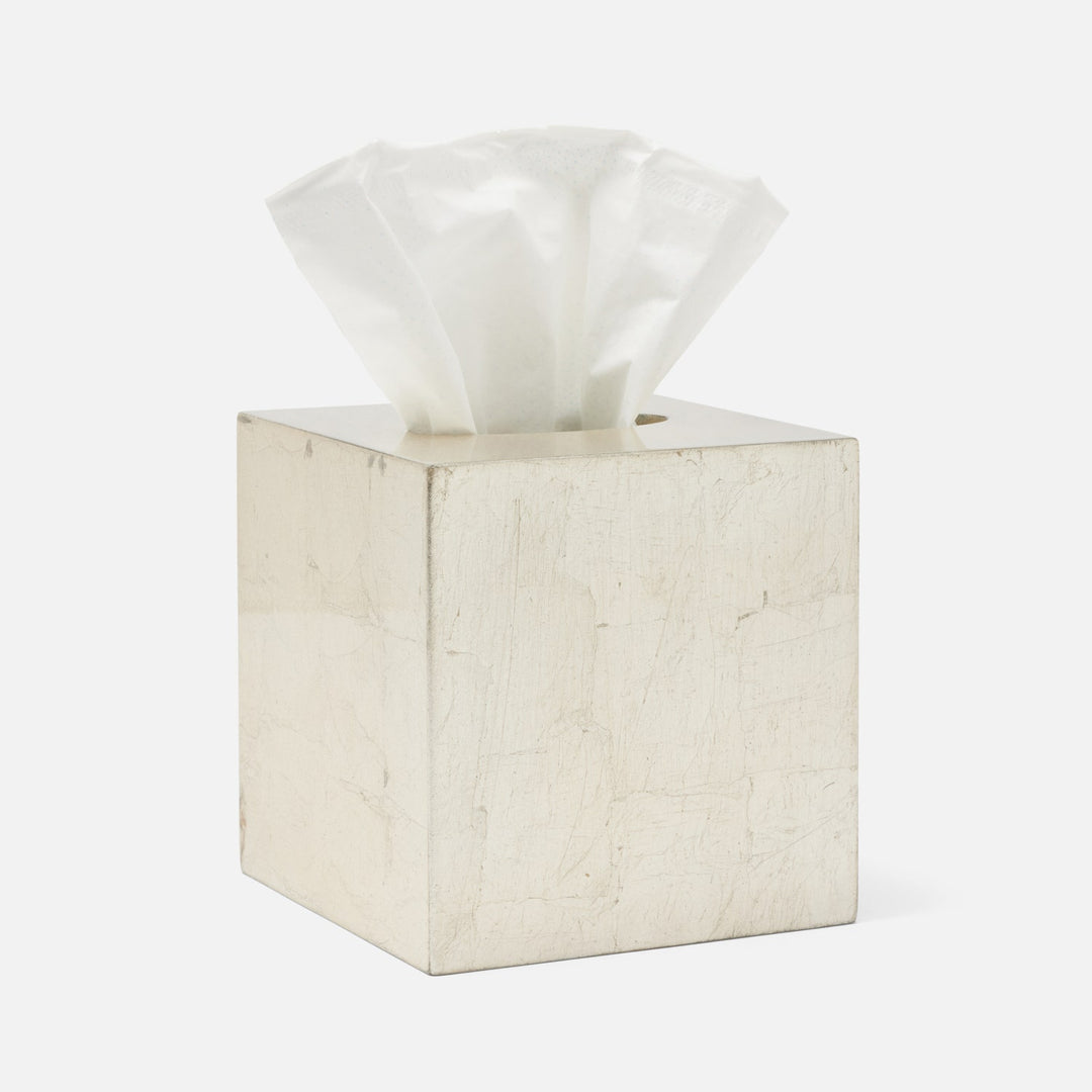 Davos, Champagne Gold, Tissue Box, Square Straight, Silver Leaf