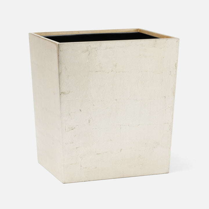 Davos, Champagne Gold, Wastebasket, Rectangular Tapered, Silver Leaf