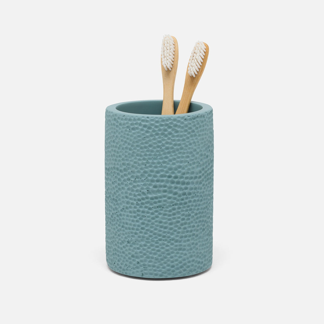 Dover, Teal Blue, Brush Holder, Round, Engraved Resin