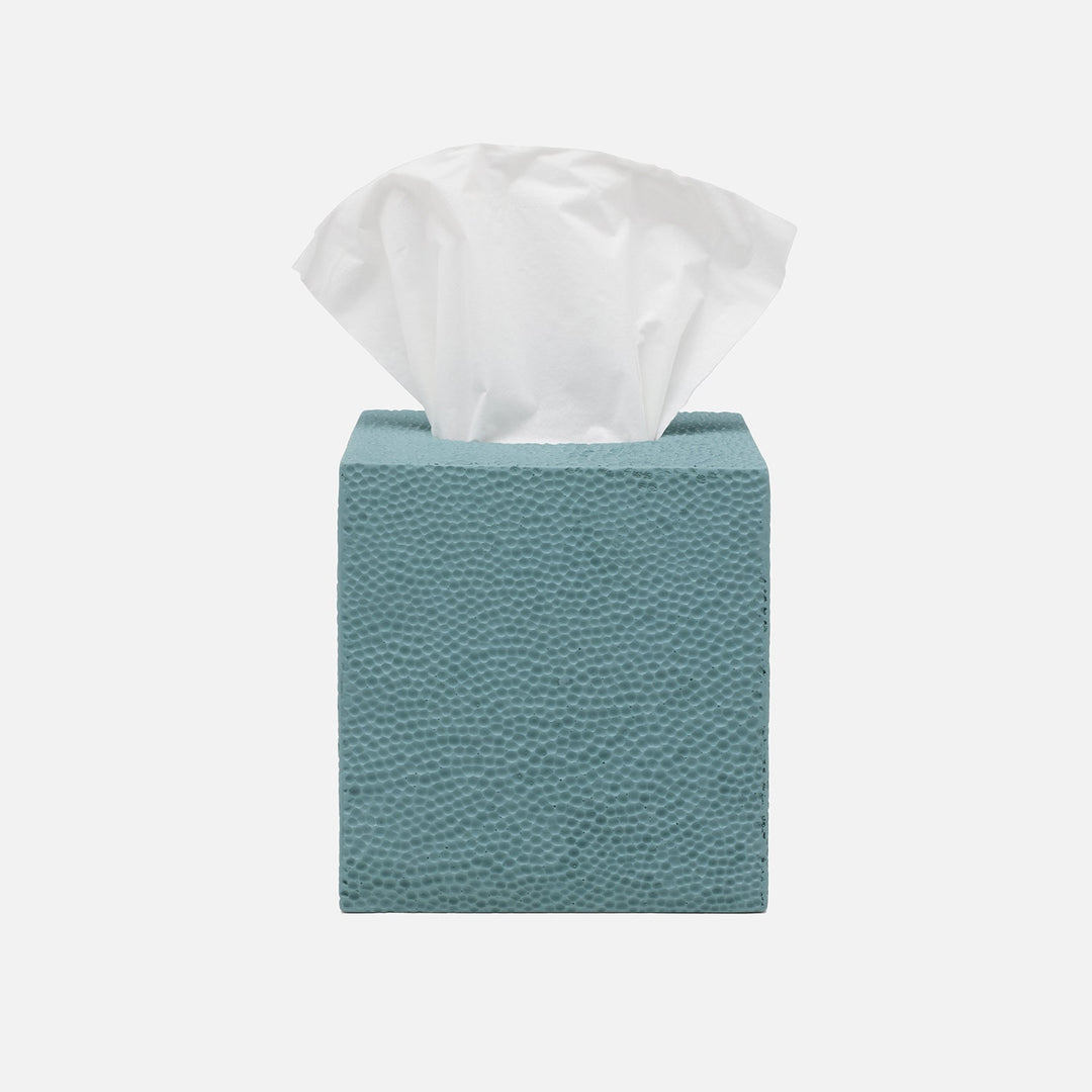 Dover, Teal Blue, Tissue Box, Square Straight, Engraved Resin