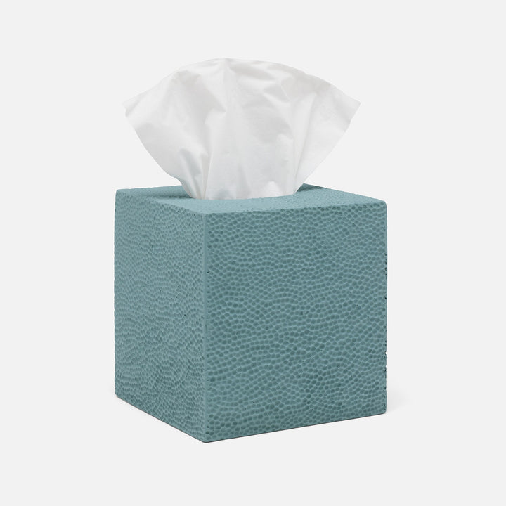 Dover, Teal Blue, Tissue Box, Square Straight, Engraved Resin