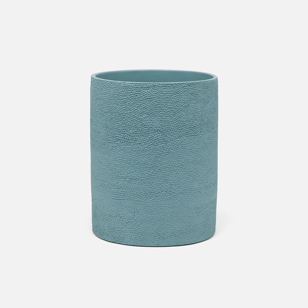 Dover, Teal Blue, Wastebasket, Round, Engraved Resin