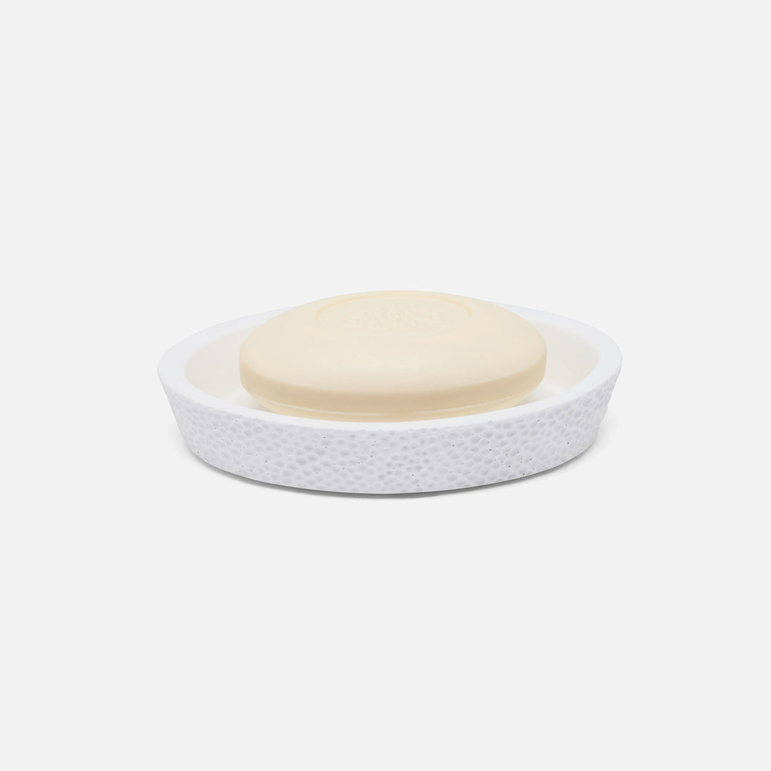 Dover, White, Soap Dish, Oval Tapered, Engraved Resin