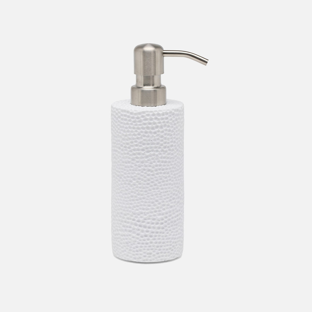Dover, White, Soap Pump, Round, Engraved Resin