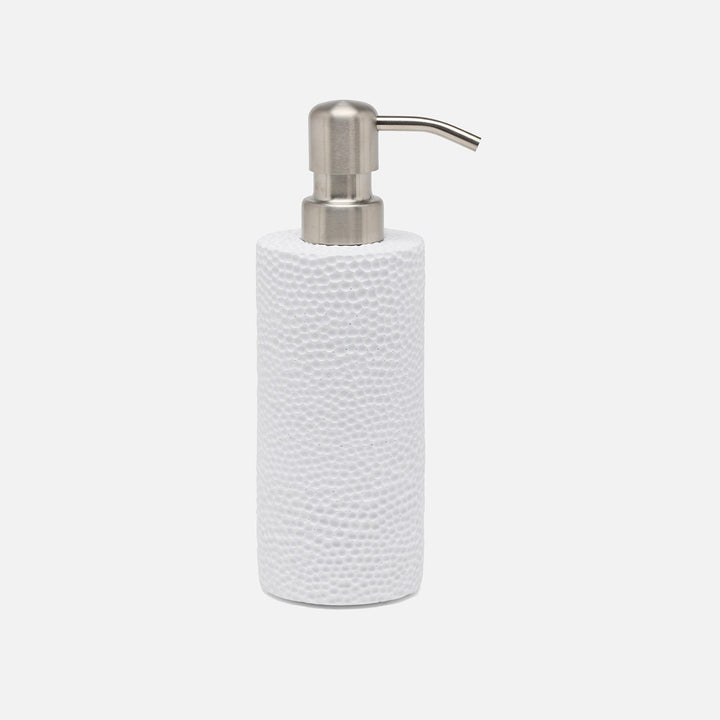 Dover, White, Soap Pump, Round, Engraved Resin