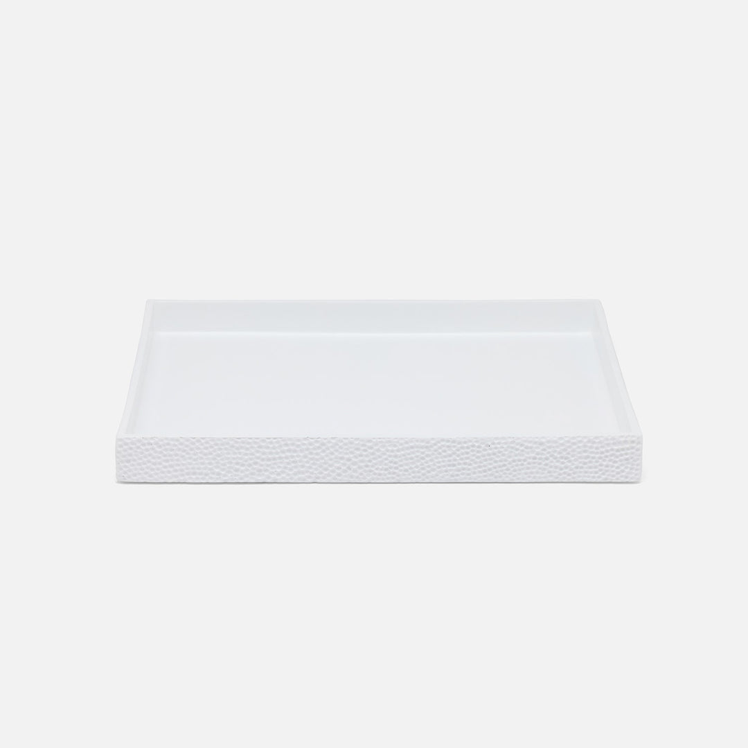 Dover, White, Tray, Rectangular Straight, Large, Engraved Resin