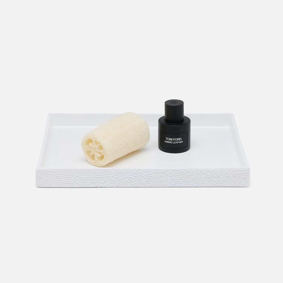 Dover, White, Tray, Rectangular Straight, Large, Engraved Resin