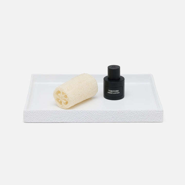 Dover, White, Tray, Rectangular Straight, Large, Engraved Resin