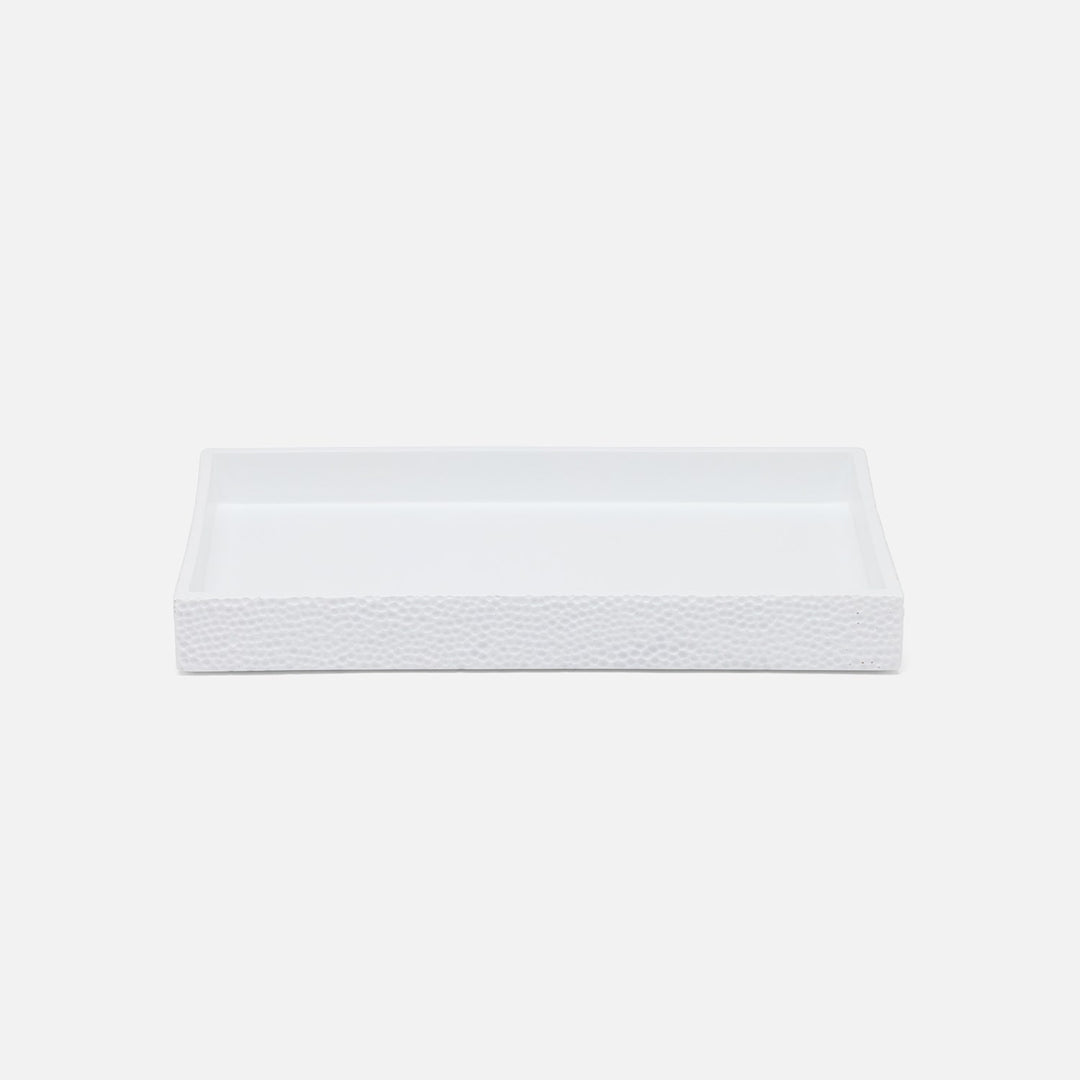 Dover, White, Tray, Rectangular Straight, Small, Engraved Resin