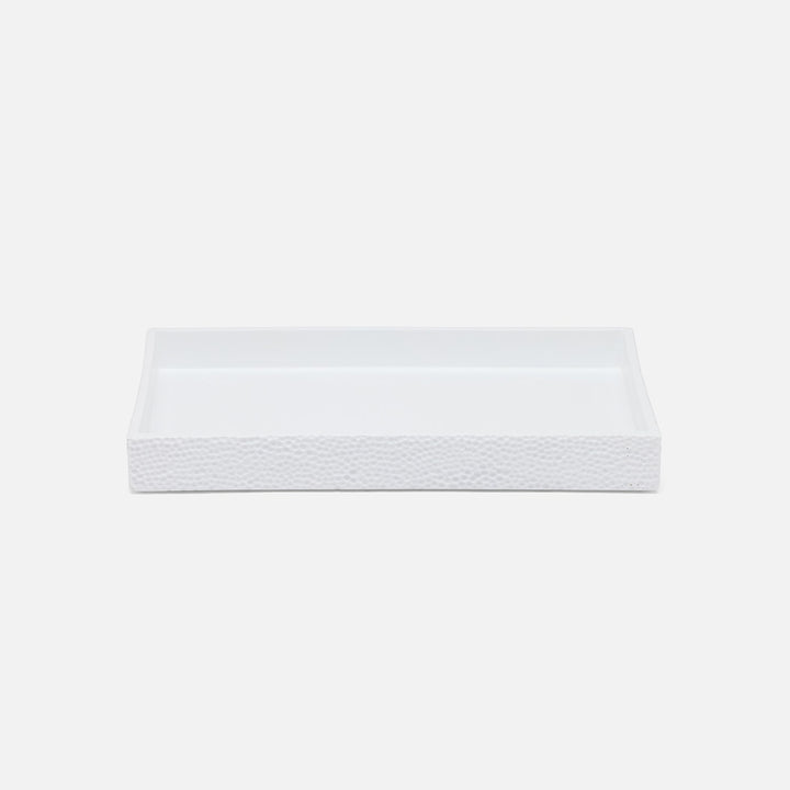 Dover, White, Tray, Rectangular Straight, Small, Engraved Resin