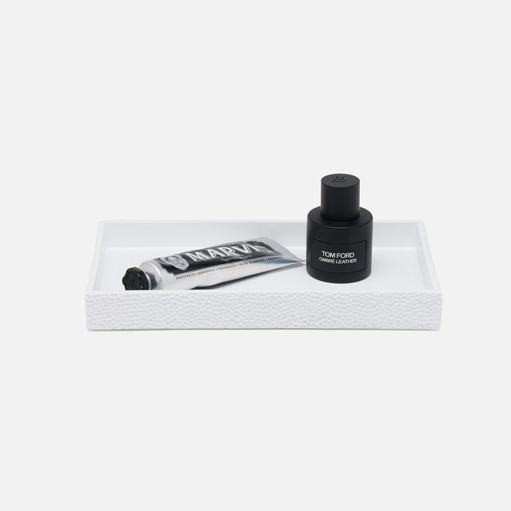 Dover, White, Tray, Rectangular Straight, Small, Engraved Resin