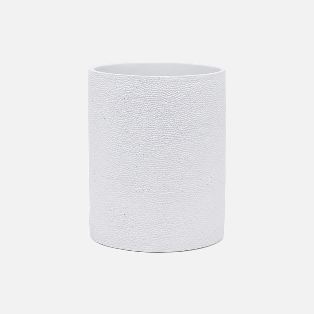 Dover, White, Wastebasket, Round, Engraved Resin