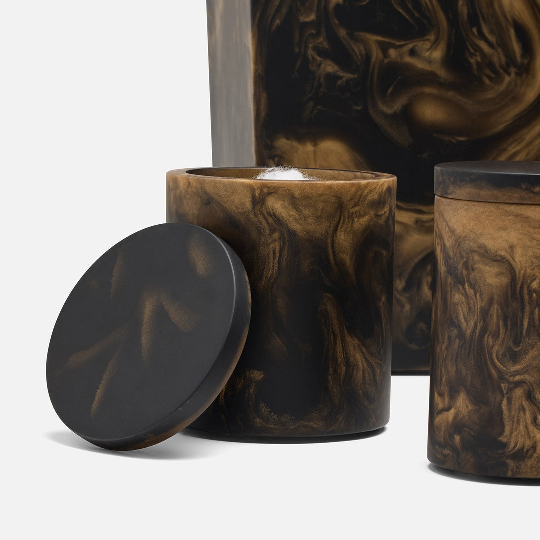 Duluth, Black/Gold Swirled, Canister, Round, Large, Resin