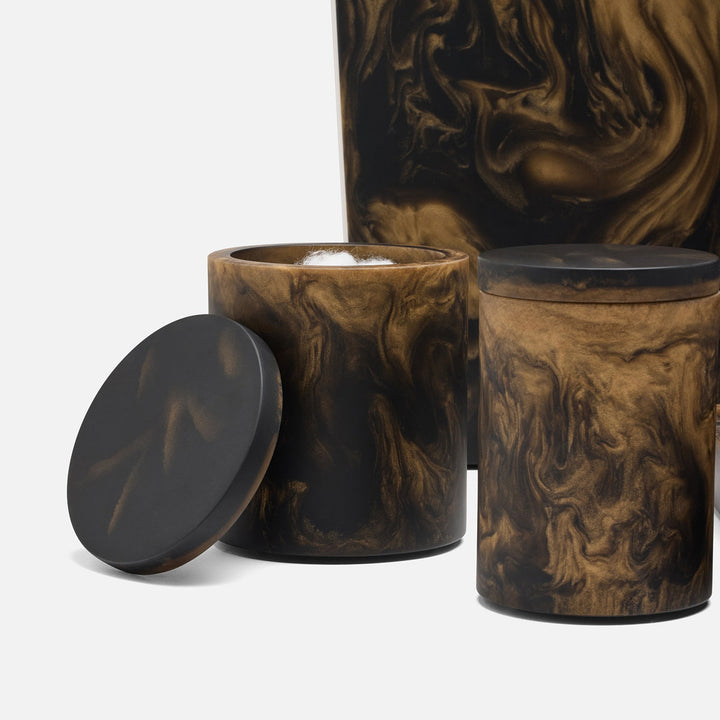 Duluth, Black/Gold Swirled, Canister, Round, Small, Resin