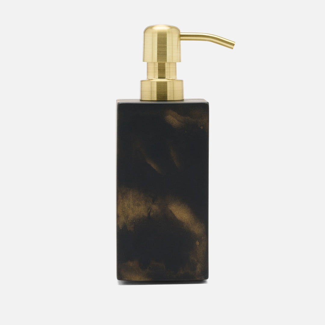 Duluth, Black/Gold Swirled, Soap Pump, Square Straight, Resin