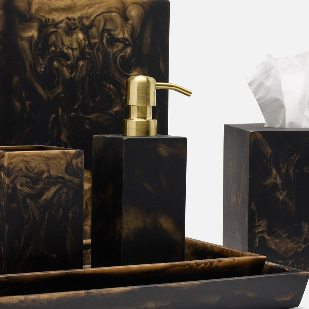 Duluth, Black/Gold Swirled, Soap Pump, Square Straight, Resin