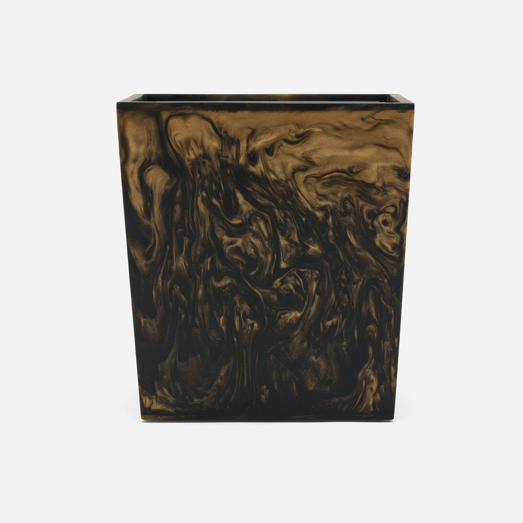Duluth, Black/Gold Swirled, Wastebasket, Rectangular Tapered, Resin