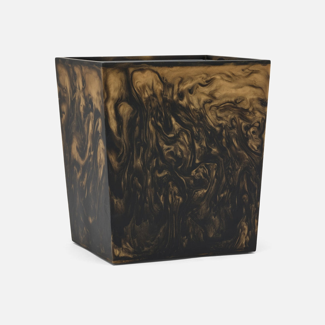 Duluth, Black/Gold Swirled, Wastebasket, Rectangular Tapered, Resin