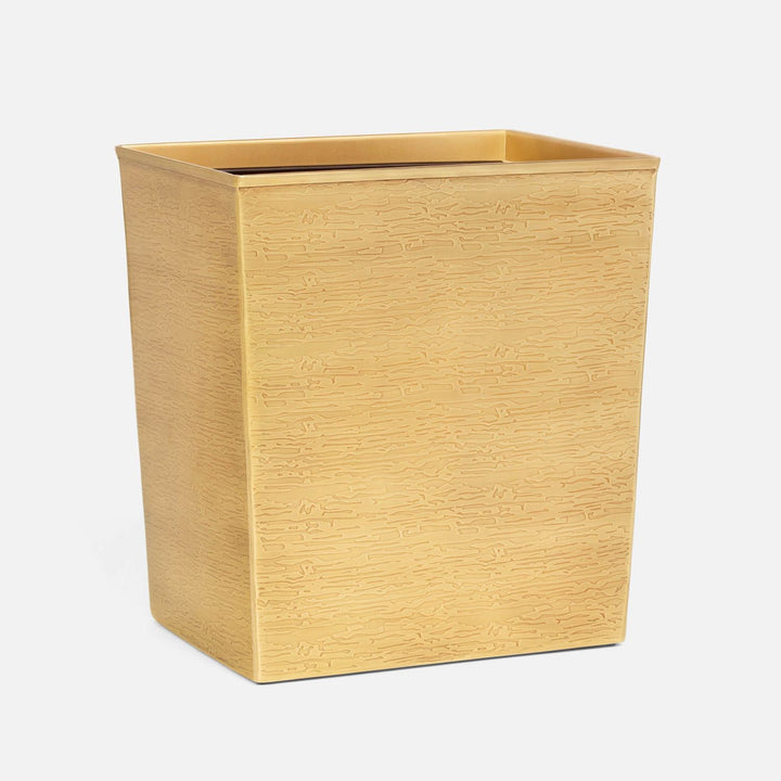 Elgin, Antique Brass, Wastebasket, Rectangular Tapered, Wavy Etched Stainless Steel