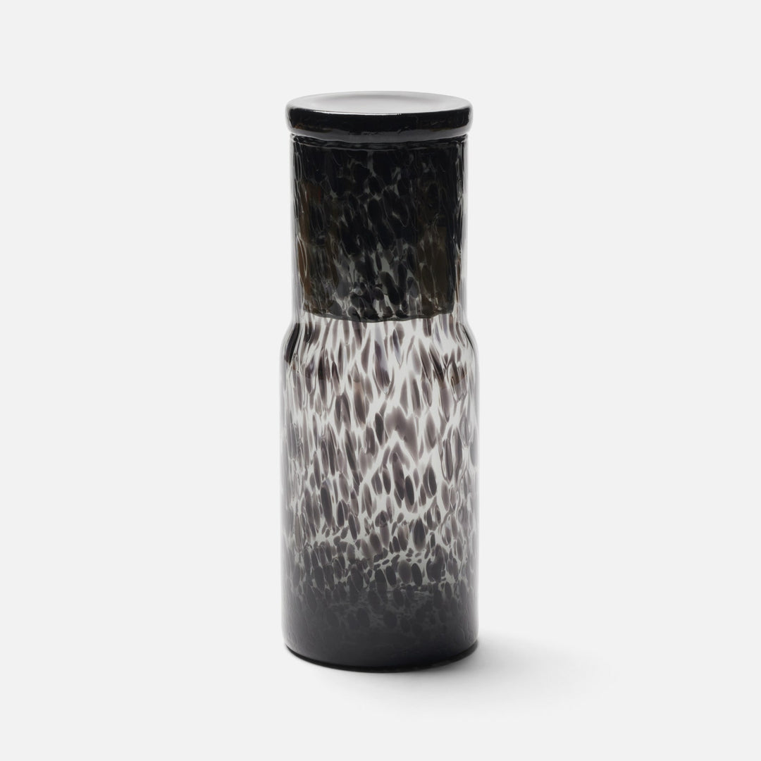 Faro, Black Leopard, Cylinder Carafe, Hand-Blown Glass
