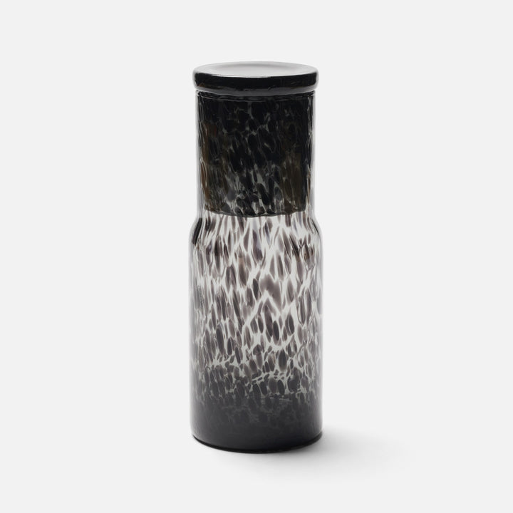 Faro, Black Leopard, Cylinder Carafe, Hand-Blown Glass