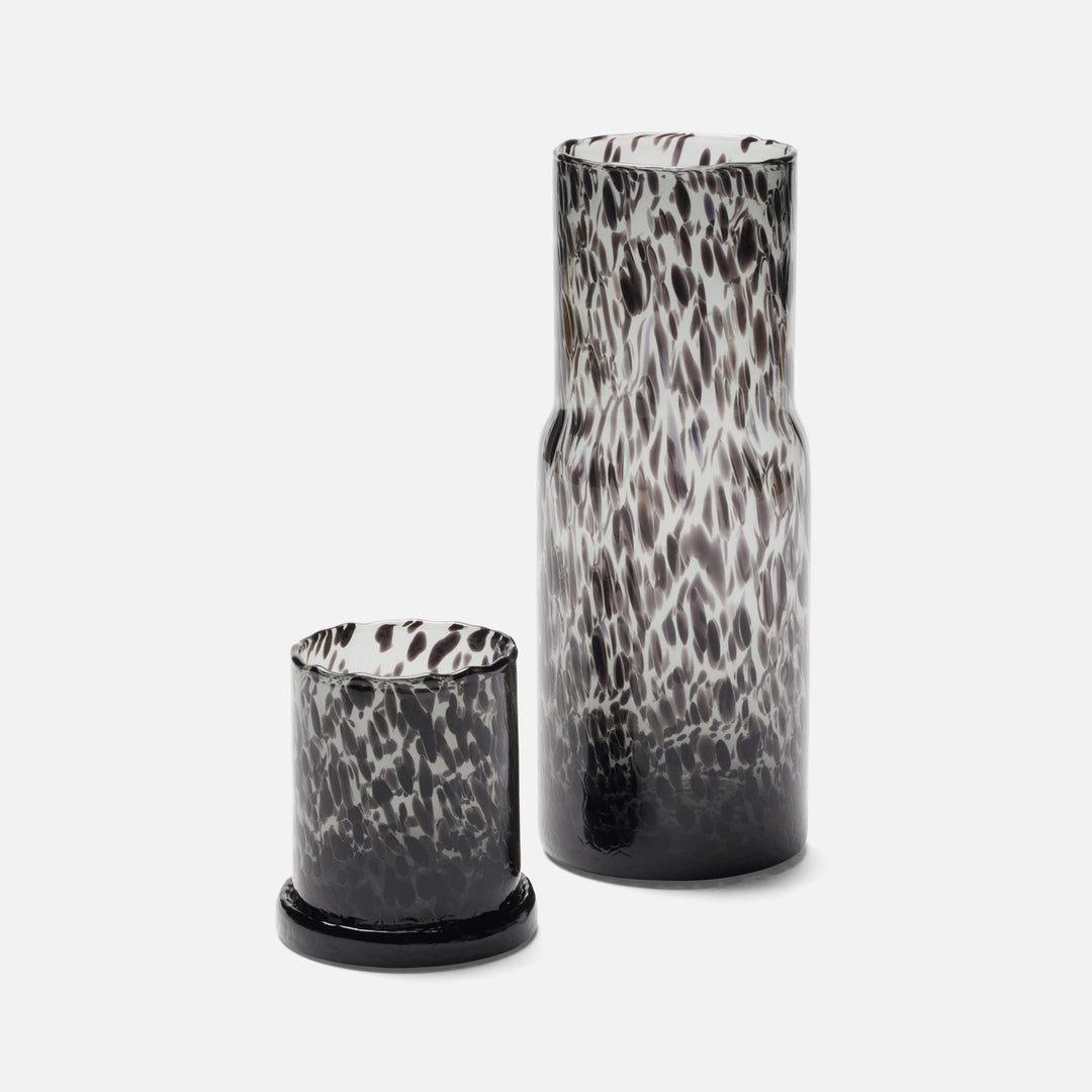 Faro, Black Leopard, Cylinder Carafe, Hand-Blown Glass
