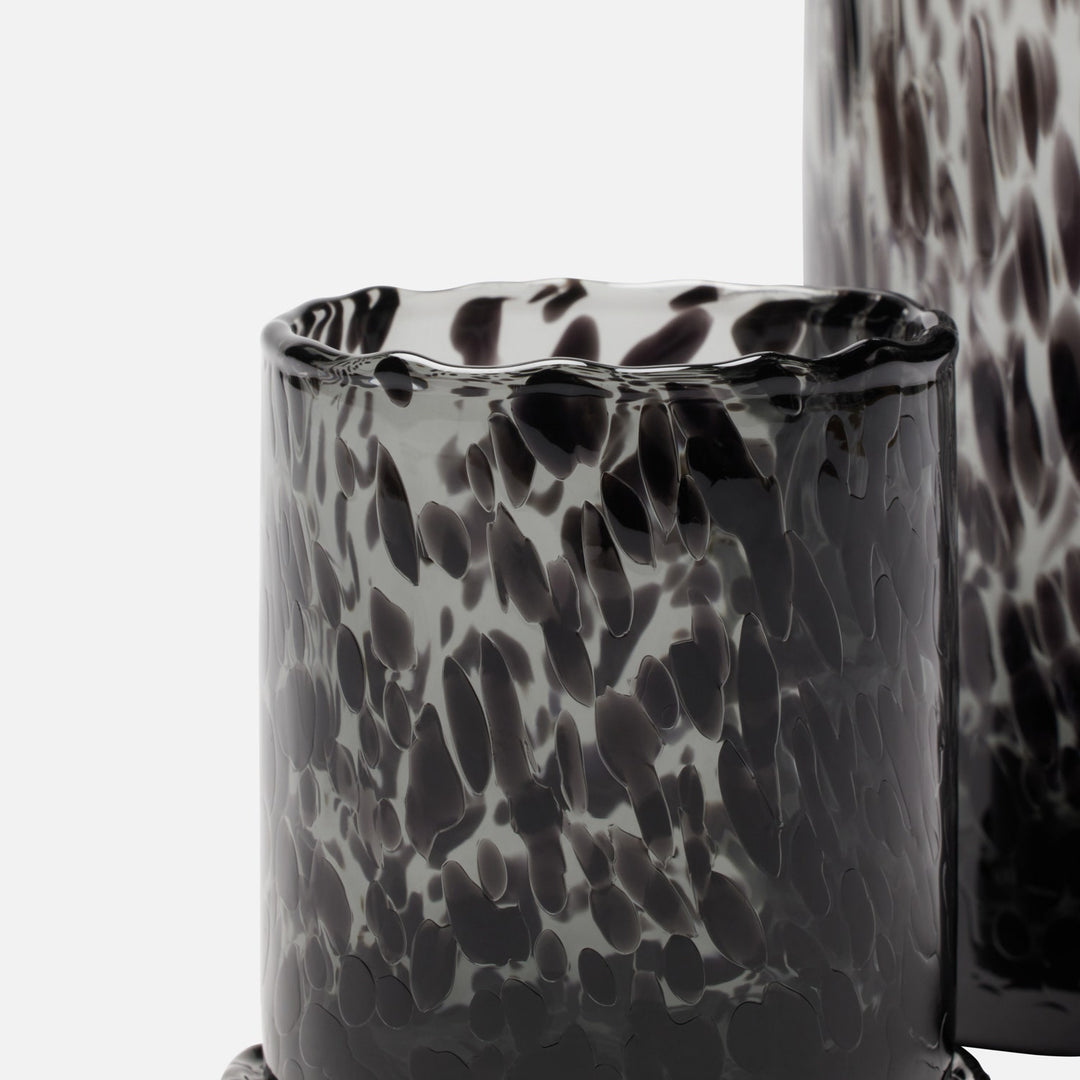Faro, Black Leopard, Cylinder Carafe, Hand-Blown Glass