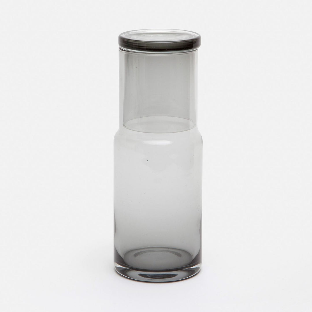 Faro, Cylinder Carafe, Light Gray, Hand Blown Glass