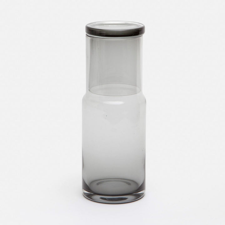 Faro, Cylinder Carafe, Light Gray, Hand Blown Glass