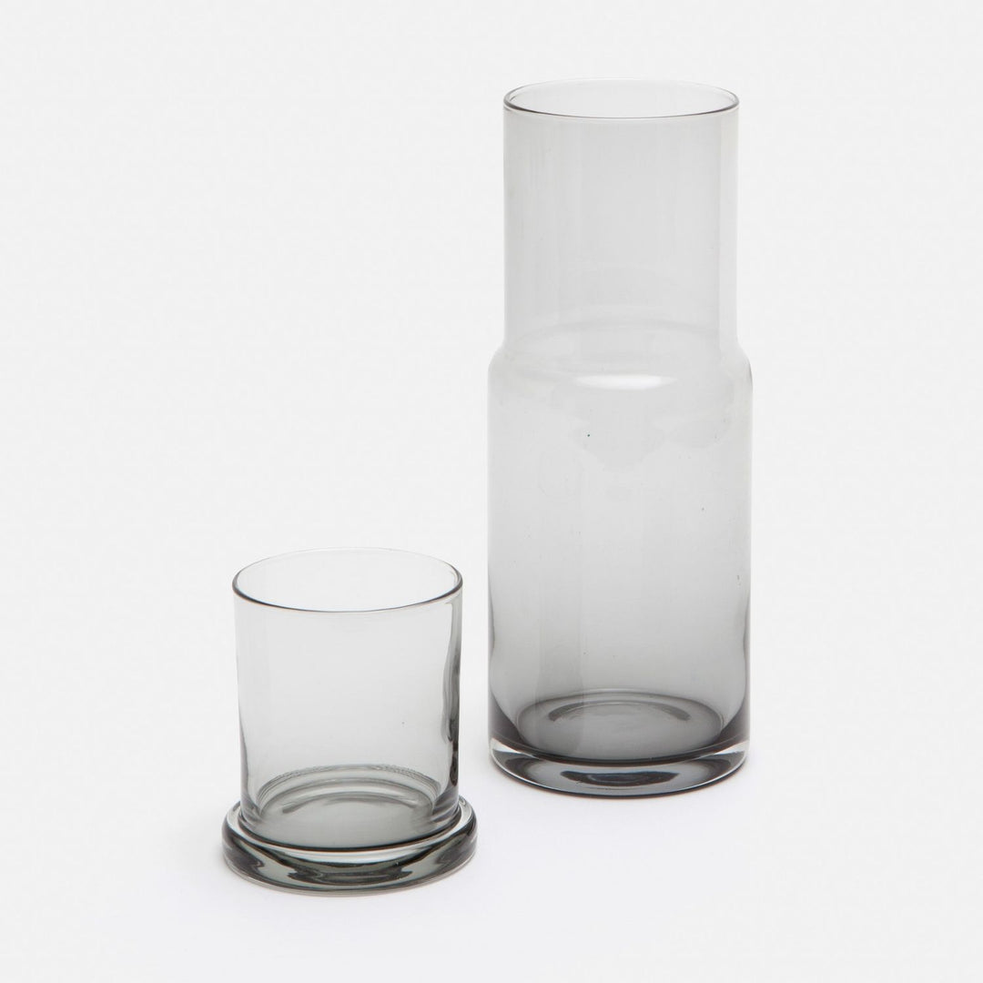 Faro, Cylinder Carafe, Light Gray, Hand Blown Glass