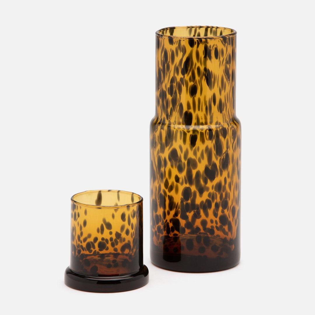 Faro, Cylinder Carafe, Tortoise Shell, Hand Blown Glass