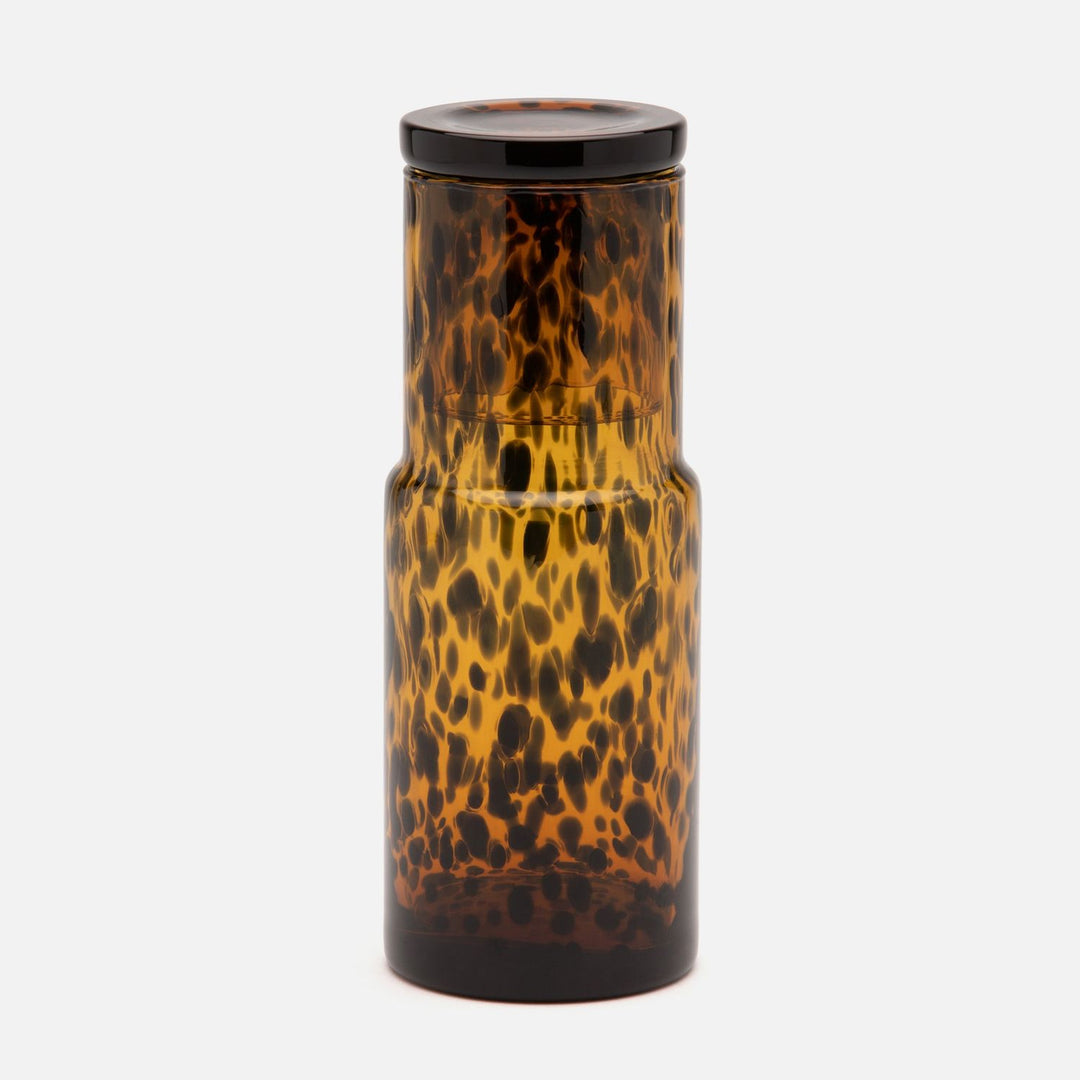 Faro, Cylinder Carafe, Tortoise Shell, Hand Blown Glass