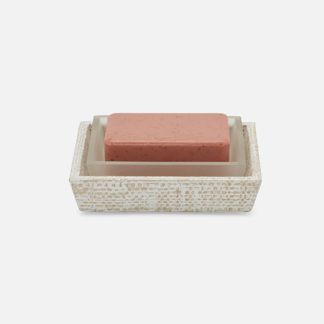Ghent, Whitewashed, Soap Dish, Rectangular Tapered, Bagor Grass