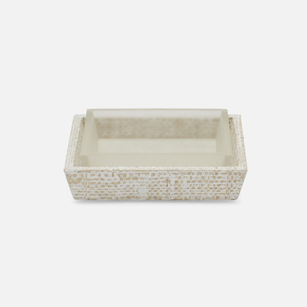 Ghent, Whitewashed, Soap Dish, Rectangular Tapered, Bagor Grass
