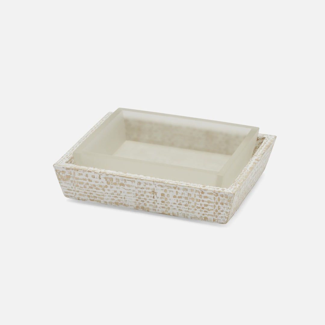 Ghent, Whitewashed, Soap Dish, Rectangular Tapered, Bagor Grass