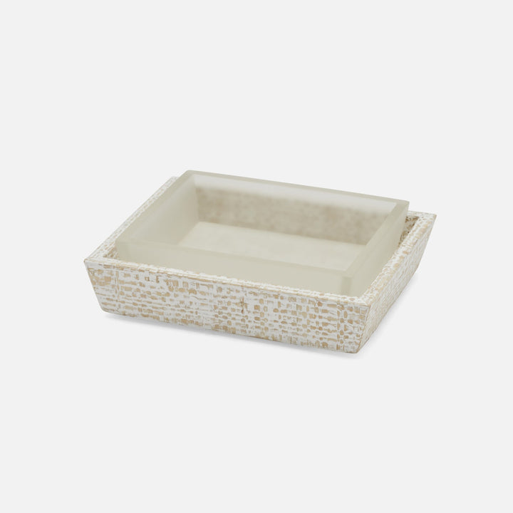 Ghent, Whitewashed, Soap Dish, Rectangular Tapered, Bagor Grass