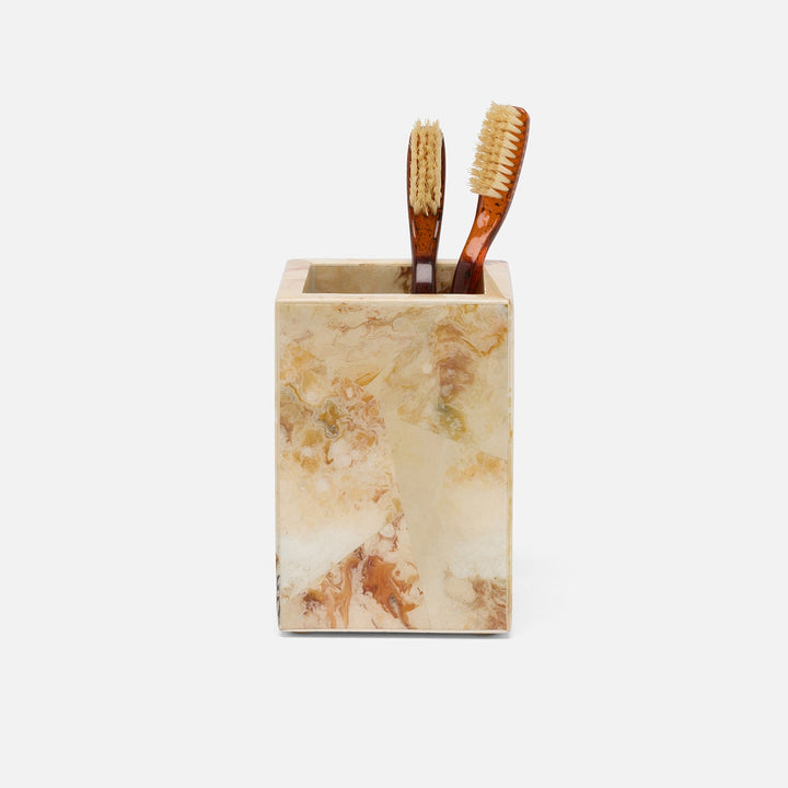 Gorman, Brown, Brush Holder, Square Straight, Faux Marble Horn