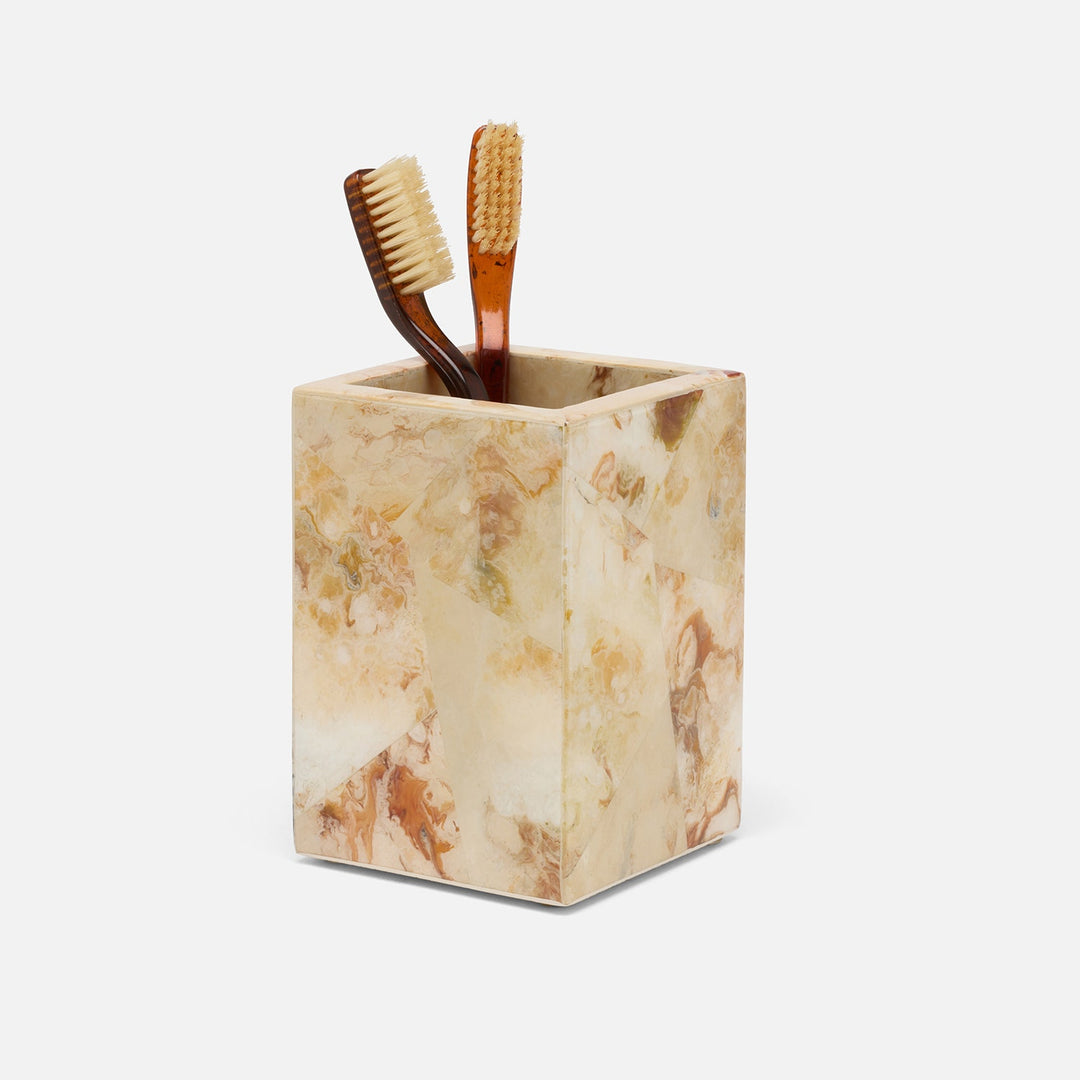 Gorman, Brown, Brush Holder, Square Straight, Faux Marble Horn