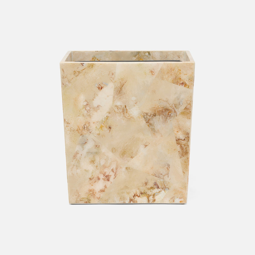 Gorman, Brown, Wastebasket, Rectangular Tapered, Faux Marble Horn