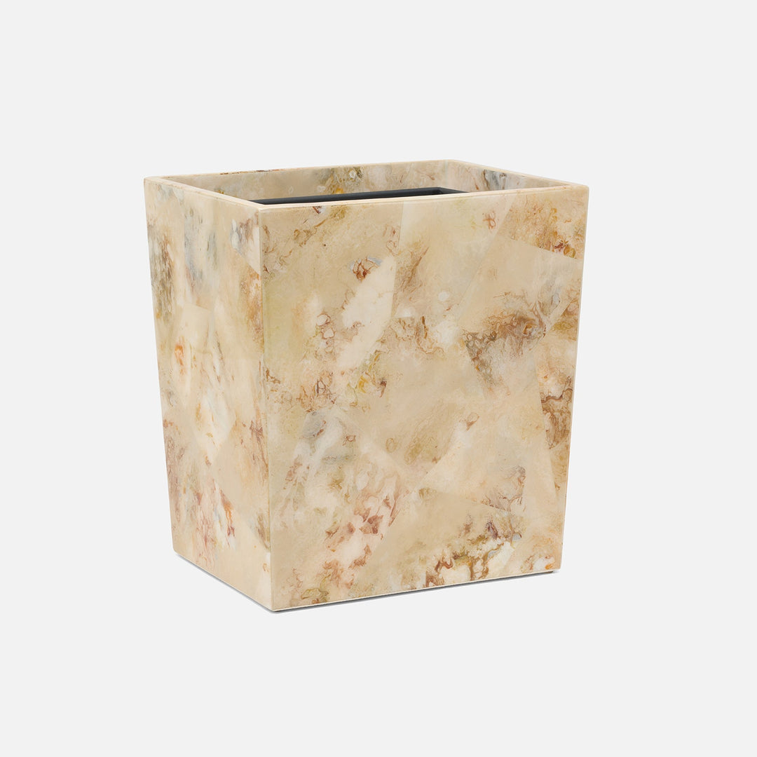 Gorman, Brown, Wastebasket, Rectangular Tapered, Faux Marble Horn