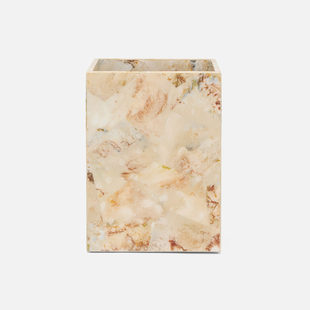 Gorman, Brown, Wastebasket, Square Straight, Faux Marble Horn