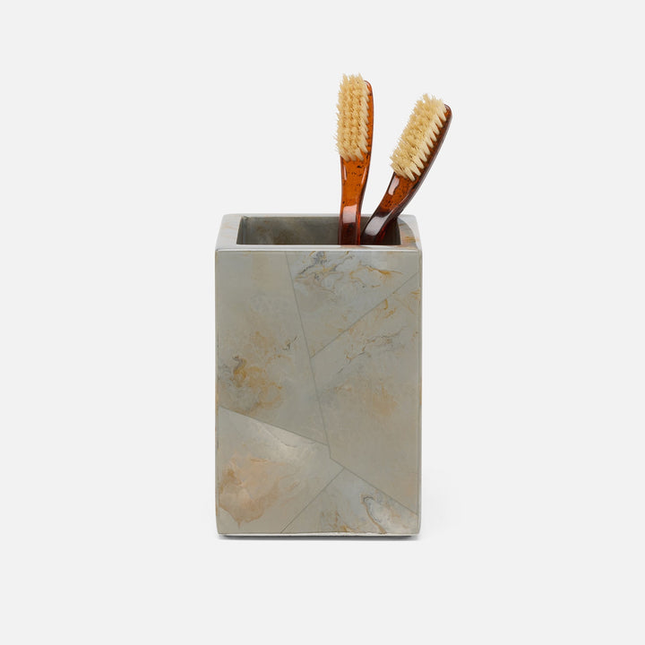 Gorman, Gray, Brush Holder, Square Straight, Faux Marble Horn