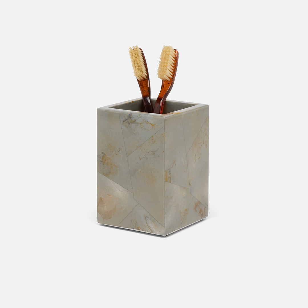 Gorman, Gray, Brush Holder, Square Straight, Faux Marble Horn
