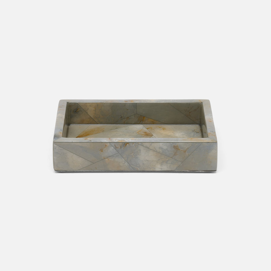 Gorman, Gray, Soap Dish, Rectangular Straight, Faux Marble Horn