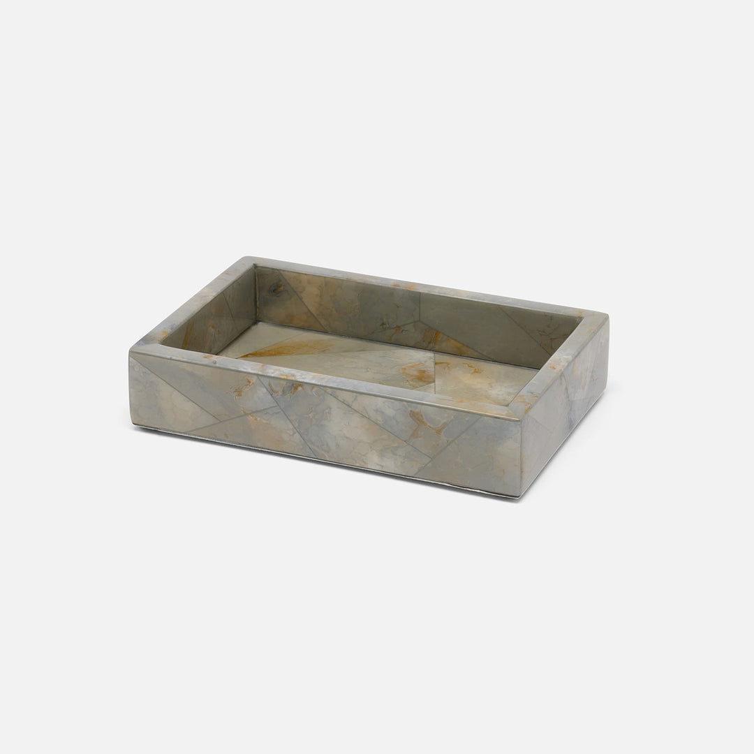 Gorman, Gray, Soap Dish, Rectangular Straight, Faux Marble Horn