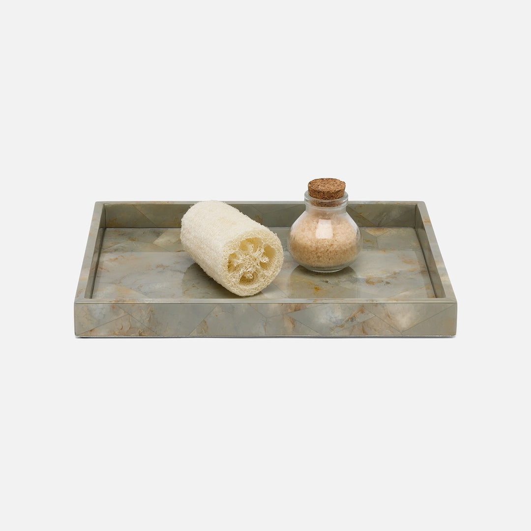 Gorman, Gray, Tray, Rectangular Straight, Large, Faux Marble Horn