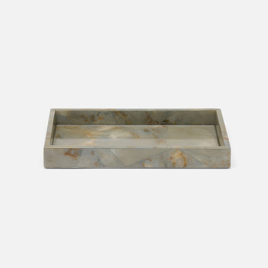 Gorman, Gray, Tray, Rectangular Straight, Small, Faux Marble Horn
