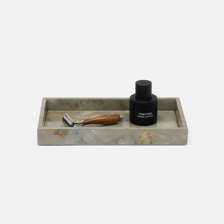 Gorman, Gray, Tray, Rectangular Straight, Small, Faux Marble Horn